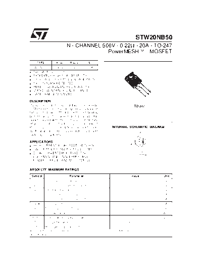 ST stw20nb50  . Electronic Components Datasheets Active components Transistors ST stw20nb50.pdf