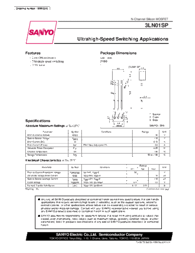Sanyo 3ln01sp  . Electronic Components Datasheets Active components Transistors Sanyo 3ln01sp.pdf