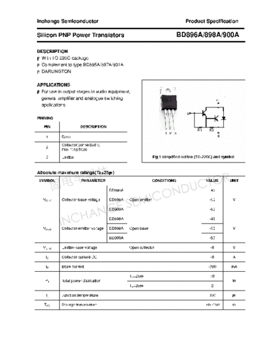 Inchange Semiconductor bd896a 898a 900a  . Electronic Components Datasheets Active components Transistors Inchange Semiconductor bd896a_898a_900a.pdf