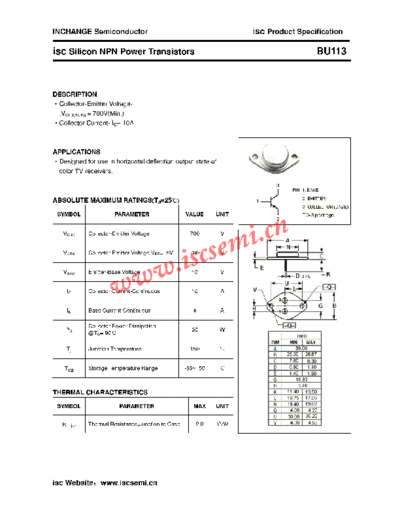 . Electronic Components Datasheets bu113  . Electronic Components Datasheets Active components Transistors Inchange Semiconductor bu113.pdf