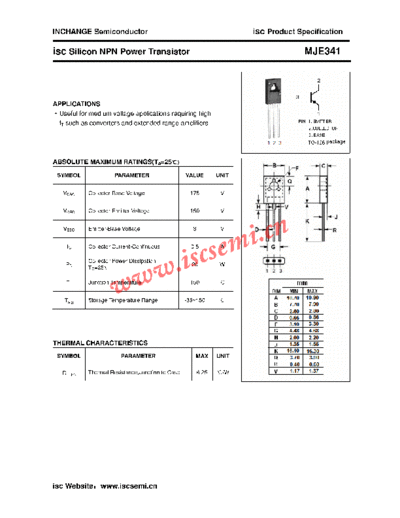Inchange Semiconductor mje341  . Electronic Components Datasheets Active components Transistors Inchange Semiconductor mje341.pdf
