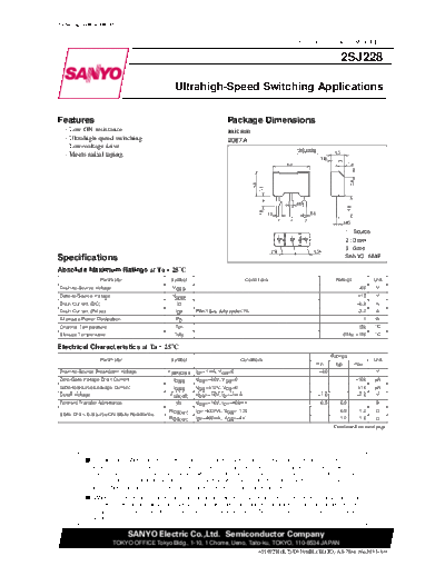 Sanyo 2sj228  . Electronic Components Datasheets Active components Transistors Sanyo 2sj228.pdf