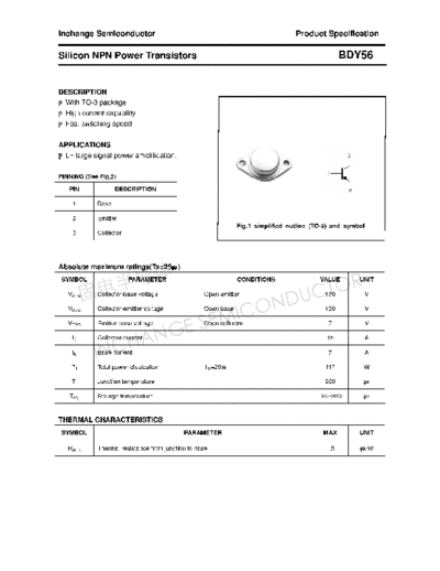 Inchange Semiconductor bdy56  . Electronic Components Datasheets Active components Transistors Inchange Semiconductor bdy56.pdf