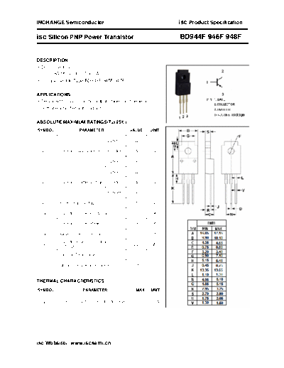 Inchange Semiconductor bd944f 946f 948f  . Electronic Components Datasheets Active components Transistors Inchange Semiconductor bd944f_946f_948f.pdf