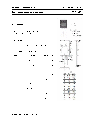 Inchange Semiconductor 2sd1975  . Electronic Components Datasheets Active components Transistors Inchange Semiconductor 2sd1975.pdf