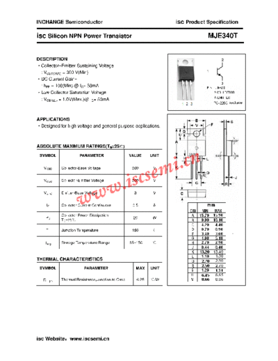 Inchange Semiconductor mje340t  . Electronic Components Datasheets Active components Transistors Inchange Semiconductor mje340t.pdf