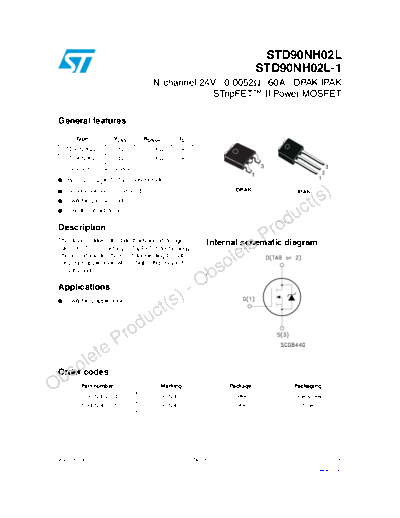 ST std90nh02l  . Electronic Components Datasheets Active components Transistors ST std90nh02l.pdf