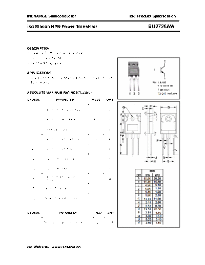 Inchange Semiconductor bu2725aw  . Electronic Components Datasheets Active components Transistors Inchange Semiconductor bu2725aw.pdf