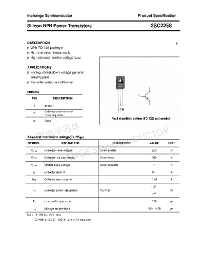 Inchange Semiconductor 2sc2258  . Electronic Components Datasheets Active components Transistors Inchange Semiconductor 2sc2258.pdf