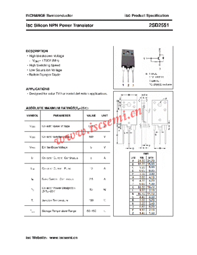 Inchange Semiconductor 2sd2551  . Electronic Components Datasheets Active components Transistors Inchange Semiconductor 2sd2551.pdf
