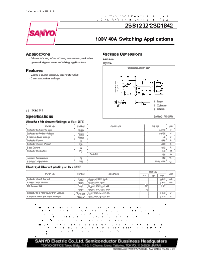 . Electronic Components Datasheets 2sd1842  . Electronic Components Datasheets Active components Transistors Sanyo 2sd1842.pdf