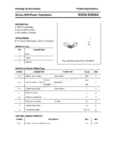 Inchange Semiconductor bu526 bu526a  . Electronic Components Datasheets Active components Transistors Inchange Semiconductor bu526_bu526a.pdf