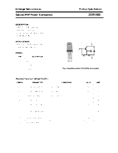 Inchange Semiconductor 2sb1400  . Electronic Components Datasheets Active components Transistors Inchange Semiconductor 2sb1400.pdf