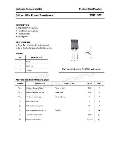 Inchange Semiconductor 2sd1887  . Electronic Components Datasheets Active components Transistors Inchange Semiconductor 2sd1887.pdf