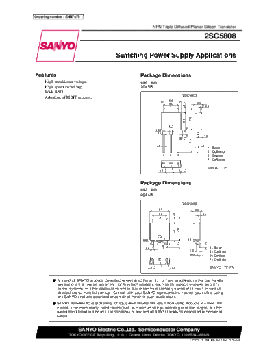 Sanyo 2sc5808  . Electronic Components Datasheets Active components Transistors Sanyo 2sc5808.pdf