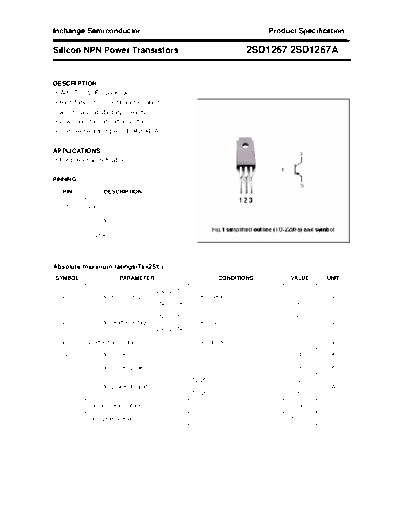 Inchange Semiconductor 2sd1267 2sd1267a  . Electronic Components Datasheets Active components Transistors Inchange Semiconductor 2sd1267_2sd1267a.pdf