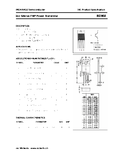 Inchange Semiconductor bd908  . Electronic Components Datasheets Active components Transistors Inchange Semiconductor bd908.pdf