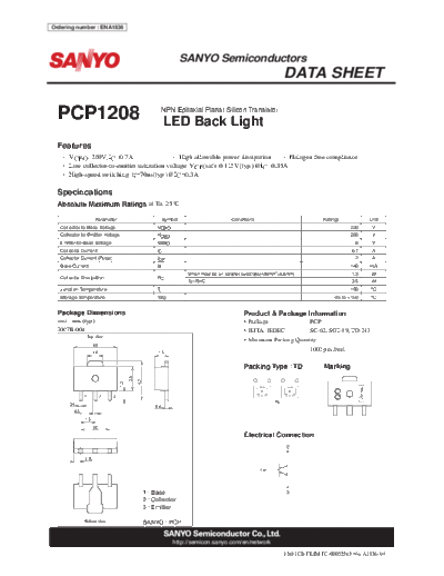 Sanyo pcp1208  . Electronic Components Datasheets Active components Transistors Sanyo pcp1208.pdf