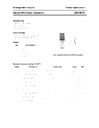 Inchange Semiconductor 2sc4073  . Electronic Components Datasheets Active components Transistors Inchange Semiconductor 2sc4073.pdf