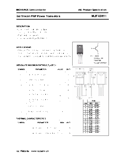Inchange Semiconductor mjf45h11  . Electronic Components Datasheets Active components Transistors Inchange Semiconductor mjf45h11.pdf
