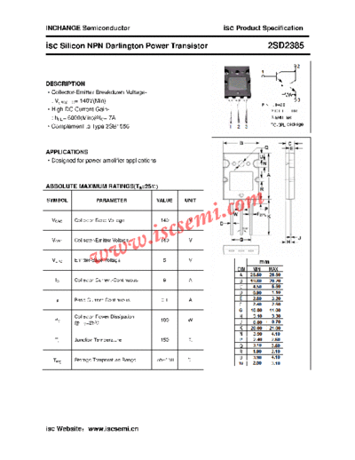 Inchange Semiconductor 2sd2385  . Electronic Components Datasheets Active components Transistors Inchange Semiconductor 2sd2385.pdf