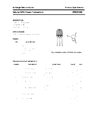 Inchange Semiconductor 2sd2340  . Electronic Components Datasheets Active components Transistors Inchange Semiconductor 2sd2340.pdf