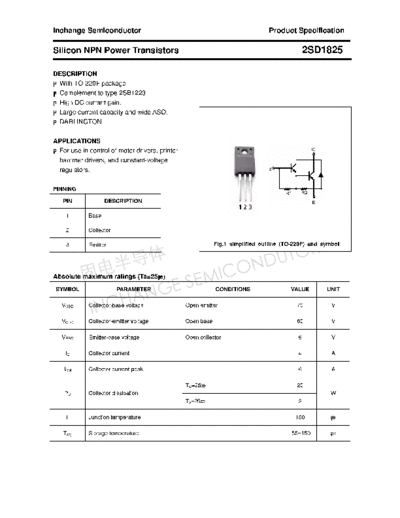 Inchange Semiconductor 2sd1825  . Electronic Components Datasheets Active components Transistors Inchange Semiconductor 2sd1825.pdf