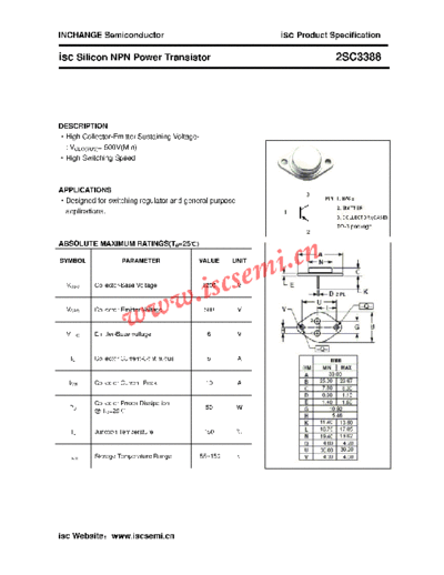 Inchange Semiconductor 2sc3388  . Electronic Components Datasheets Active components Transistors Inchange Semiconductor 2sc3388.pdf