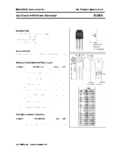 Inchange Semiconductor bu908  . Electronic Components Datasheets Active components Transistors Inchange Semiconductor bu908.pdf