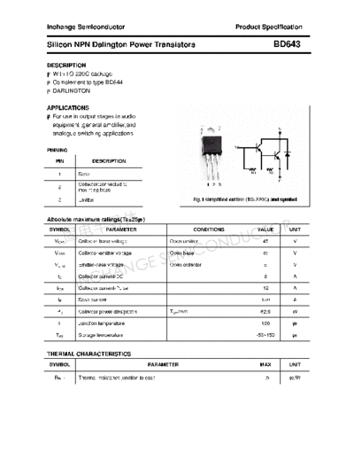 Inchange Semiconductor bd643  . Electronic Components Datasheets Active components Transistors Inchange Semiconductor bd643.pdf