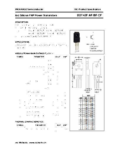 Inchange Semiconductor bdt42f-af-bf-cf  . Electronic Components Datasheets Active components Transistors Inchange Semiconductor bdt42f-af-bf-cf.pdf