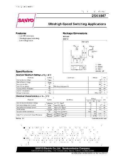 . Electronic Components Datasheets 2sk1847  . Electronic Components Datasheets Active components Transistors Sanyo 2sk1847.pdf