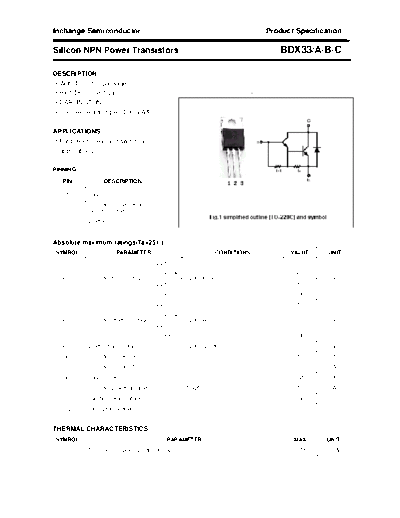 Inchange Semiconductor bdx33 a b c  . Electronic Components Datasheets Active components Transistors Inchange Semiconductor bdx33_a_b_c.pdf
