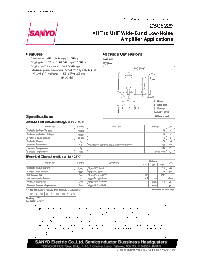 Sanyo 2sc5229  . Electronic Components Datasheets Active components Transistors Sanyo 2sc5229.pdf