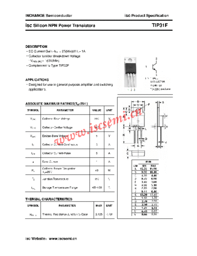 Inchange Semiconductor tip31f  . Electronic Components Datasheets Active components Transistors Inchange Semiconductor tip31f.pdf