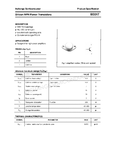 Inchange Semiconductor bd317  . Electronic Components Datasheets Active components Transistors Inchange Semiconductor bd317.pdf
