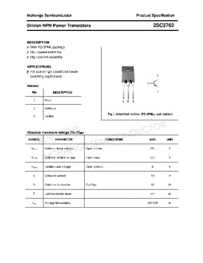 Inchange Semiconductor 2sc3762  . Electronic Components Datasheets Active components Transistors Inchange Semiconductor 2sc3762.pdf