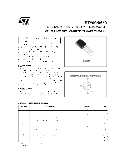 ST sty60nm50  . Electronic Components Datasheets Active components Transistors ST sty60nm50.pdf