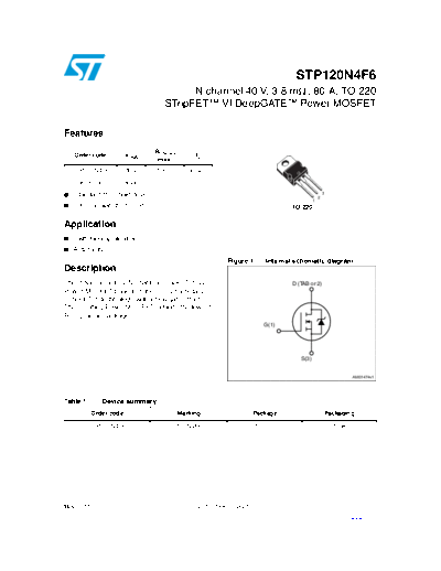 ST stp120n4f6  . Electronic Components Datasheets Active components Transistors ST stp120n4f6.pdf