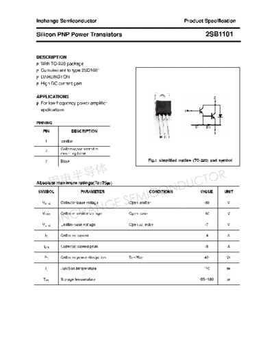 Inchange Semiconductor 2sb1101  . Electronic Components Datasheets Active components Transistors Inchange Semiconductor 2sb1101.pdf