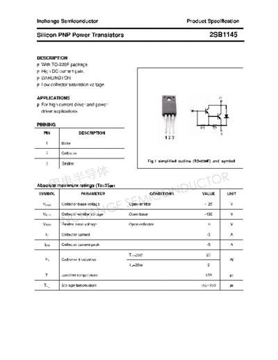 Inchange Semiconductor 2sb1145  . Electronic Components Datasheets Active components Transistors Inchange Semiconductor 2sb1145.pdf