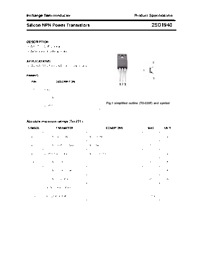 Inchange Semiconductor 2sd1940  . Electronic Components Datasheets Active components Transistors Inchange Semiconductor 2sd1940.pdf