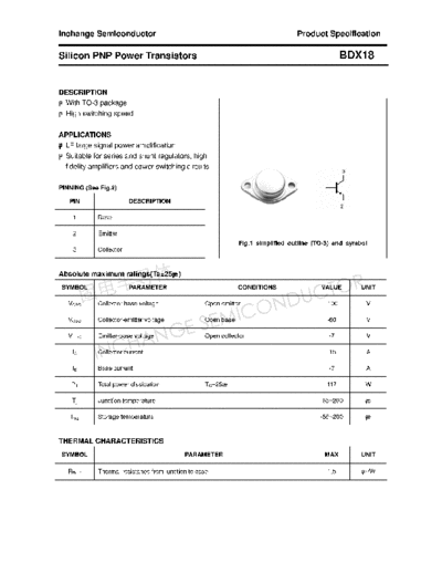 Inchange Semiconductor bdx18  . Electronic Components Datasheets Active components Transistors Inchange Semiconductor bdx18.pdf