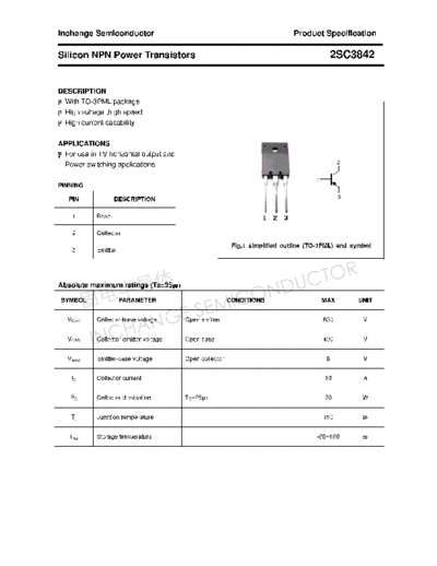 Inchange Semiconductor 2sc3842  . Electronic Components Datasheets Active components Transistors Inchange Semiconductor 2sc3842.pdf