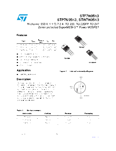 ST f7n95k3  p7n95k3  w7n95k3  . Electronic Components Datasheets Active components Transistors ST stf7n95k3_stp7n95k3_stw7n95k3.pdf