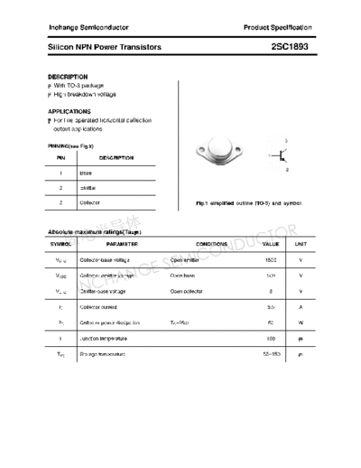 Inchange Semiconductor 2sc1893  . Electronic Components Datasheets Active components Transistors Inchange Semiconductor 2sc1893.pdf