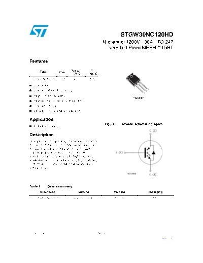 ST stgw30nc120hd  . Electronic Components Datasheets Active components Transistors ST stgw30nc120hd.pdf