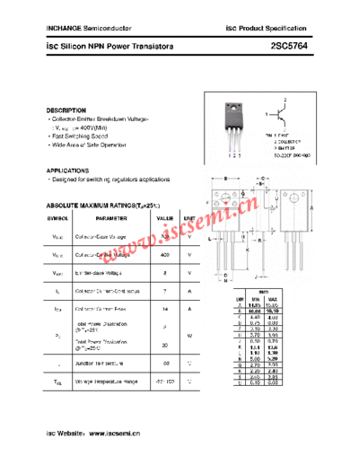 Inchange Semiconductor 2sc5764  . Electronic Components Datasheets Active components Transistors Inchange Semiconductor 2sc5764.pdf