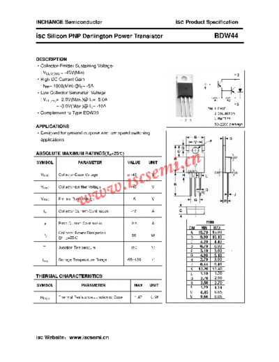 Inchange Semiconductor bdw44  . Electronic Components Datasheets Active components Transistors Inchange Semiconductor bdw44.pdf