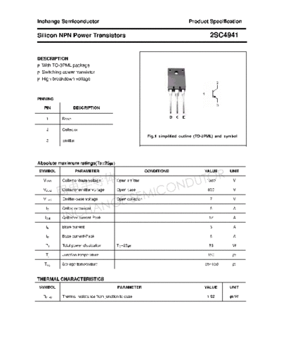Inchange Semiconductor 2sc4941  . Electronic Components Datasheets Active components Transistors Inchange Semiconductor 2sc4941.pdf